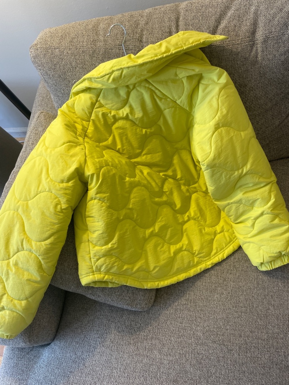 Neon Yellow Quilted Spring Puffer - Picture 3 of 3